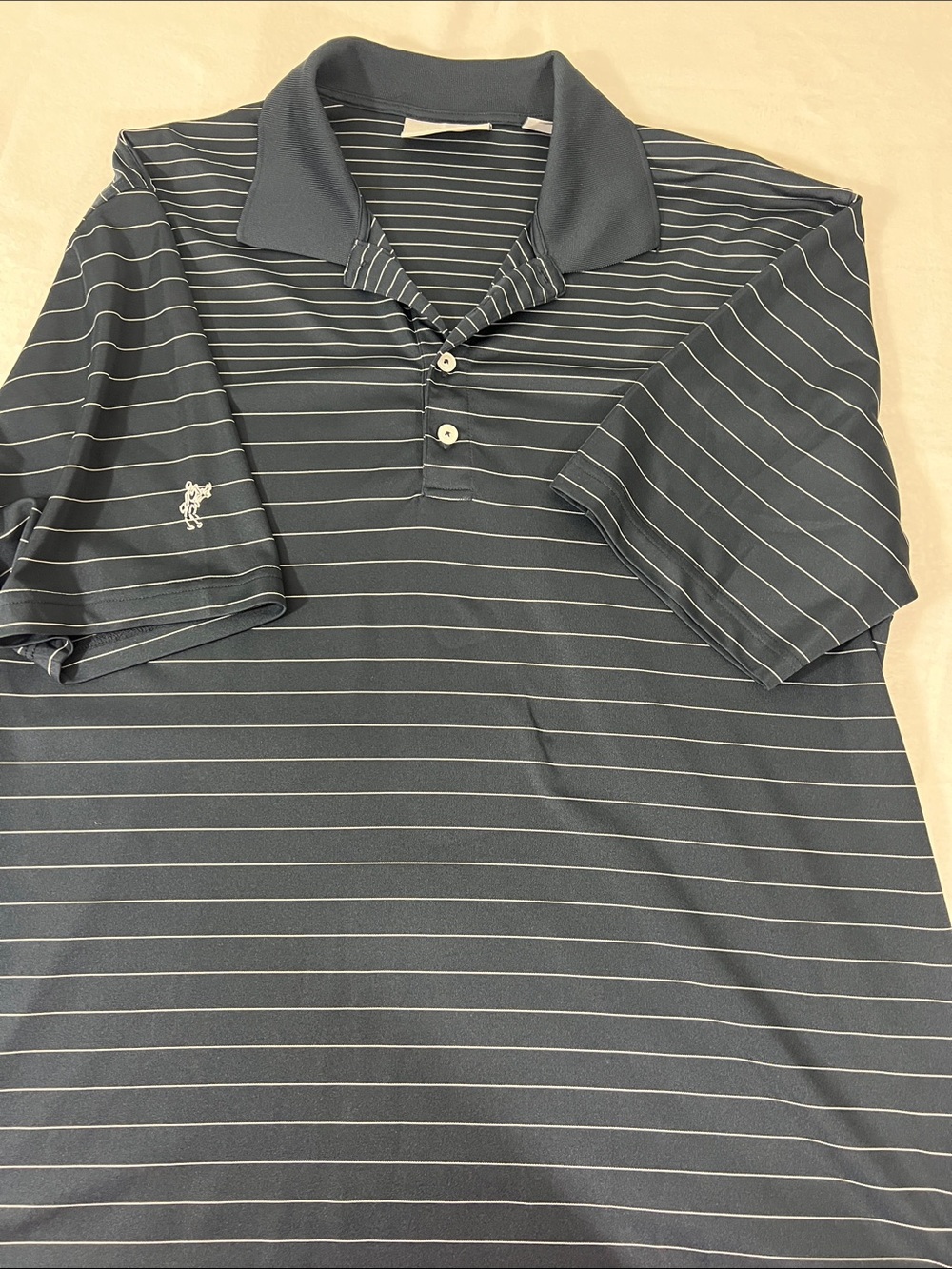 Ashworth Navy Blue Striped Polo